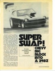 Big block Chevy into 240 article, Popular Hot Rodding, May, 1978, P.2 of 5