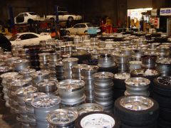 Sea of JDM rare wheels for sale at RB Motoring