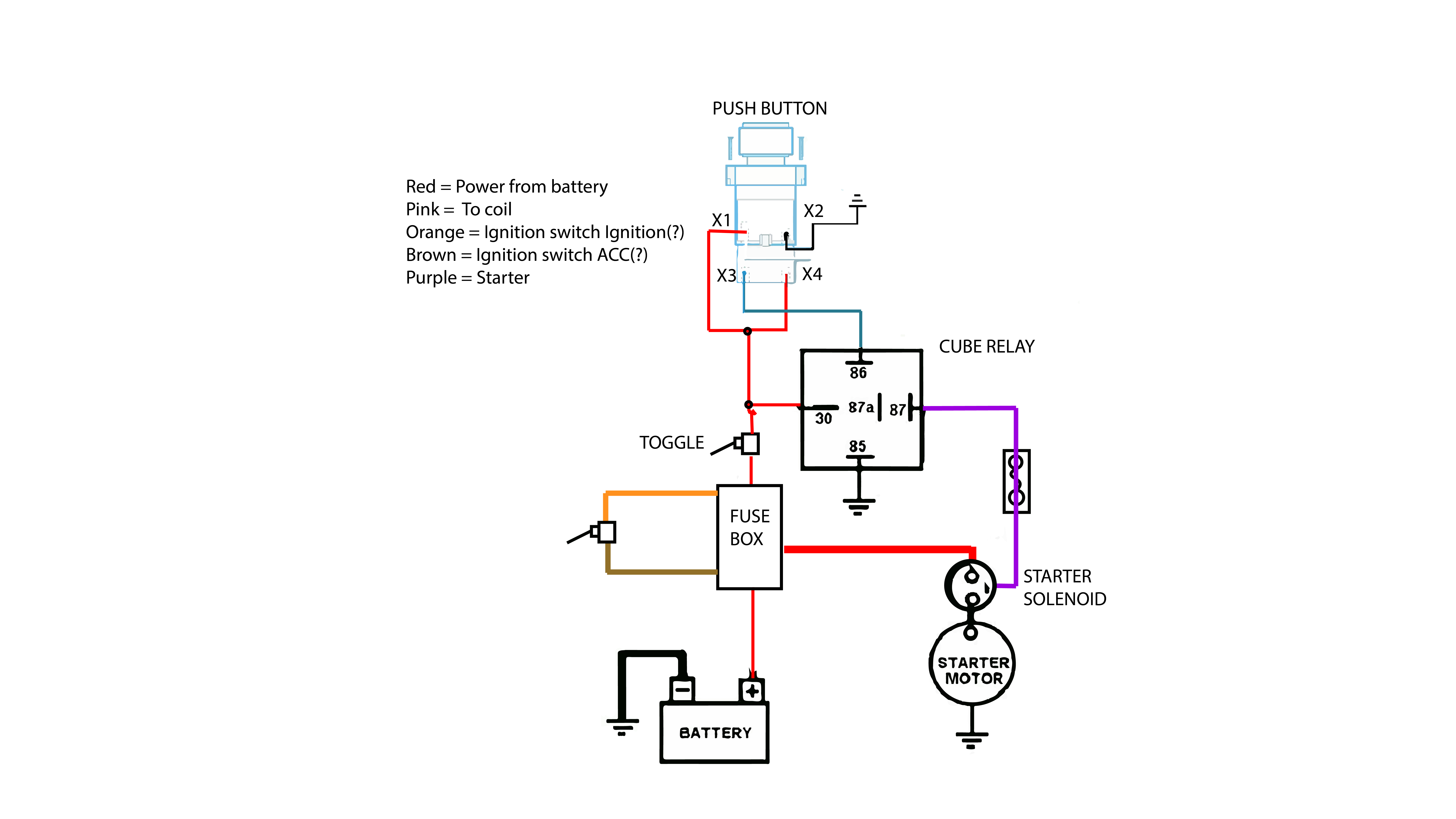 Подключить пуш. Push Switch схема. Husa Push button Switch схема. Пуш Баттон. Ignition (ACC.